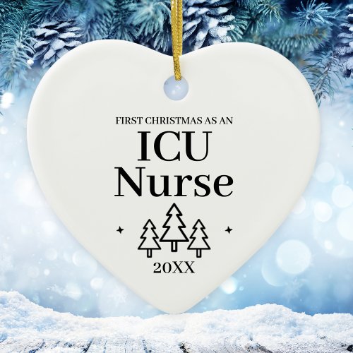 ICU Nurse New Job Christmas Ceramic Ornament