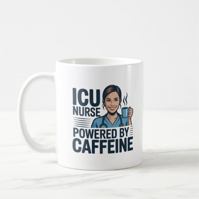ICU Nurse Powered By Caffeine Funny Nurse Coffee M Mug (Left)