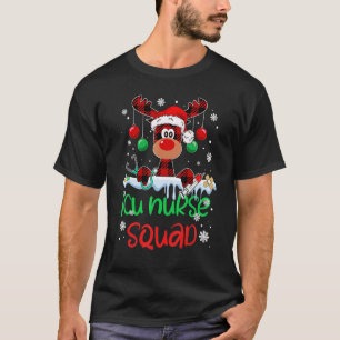 ICU Nurse Squad Christmas Reindeer Matching Pajama T-Shirt