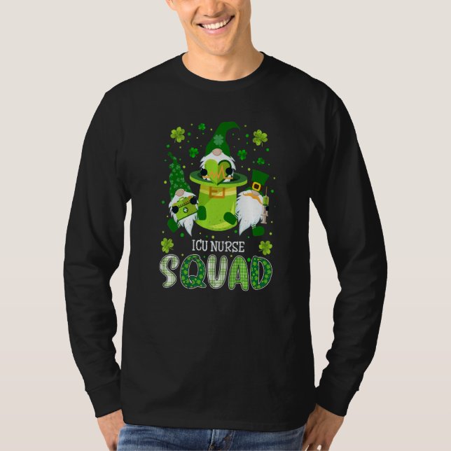 Icu Nurse Squad Nursing St Patrick Day Gnomes Iris T-Shirt (Front)