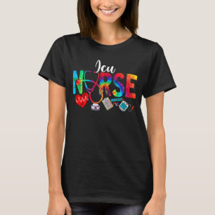 ICU Nurse Tie Dye Love Heart Stethoscope RN Nurse T-Shirt