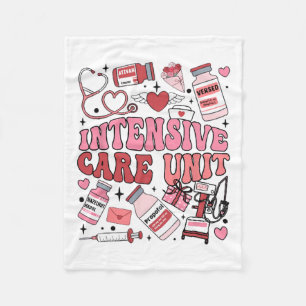 Icu Nurse Valentine's Day Intensive Care Unit Team Fleece Blanket