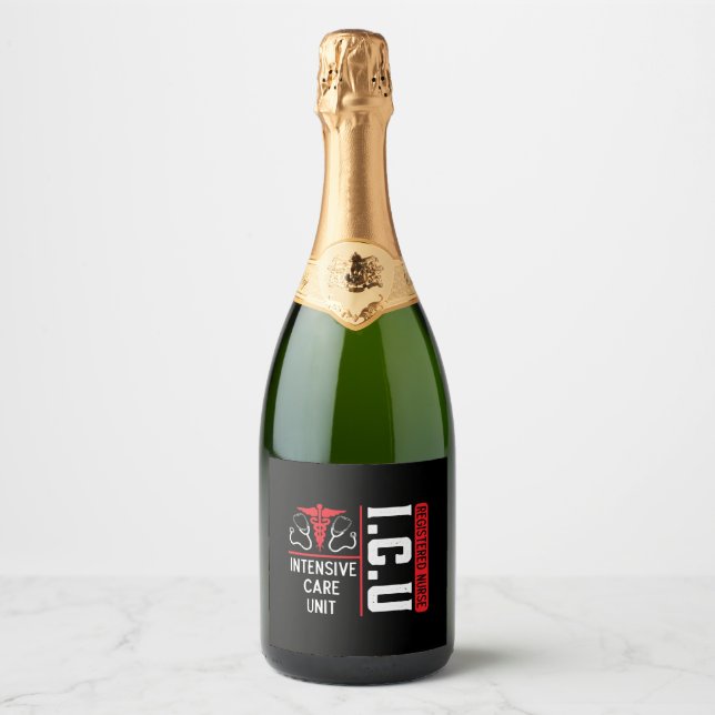 ICU Registered Nurse Medical Intensive Care Unit Sparkling Wine Label (Front)
