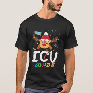 ICU Squad Funny Reindeer Stethoscope Nurse Doctor  T-Shirt