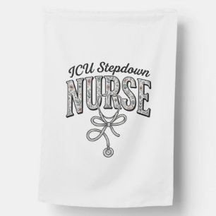 ICU Stepdown Nurse Vintage Floral Stethoscope Shir House Flag