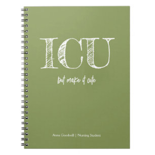 ICU Trendy Minimalist Moss Green Nursing Student Notebook