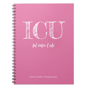 ICU Trendy Minimalist Pink Nursing Student Notebook