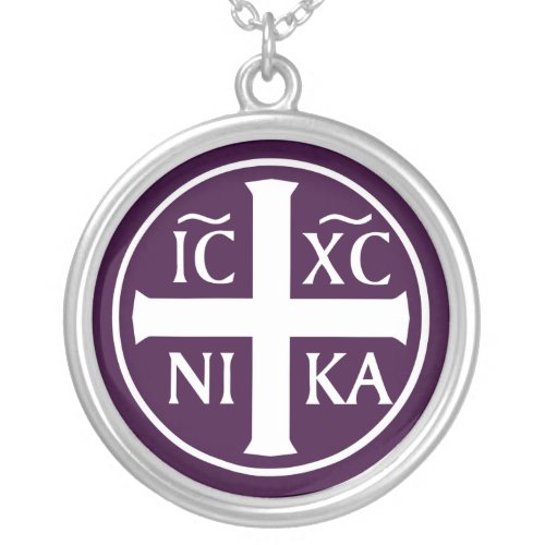 ICXC NIKA Christian Orthodox Religious Christogram Silver Plated Necklace