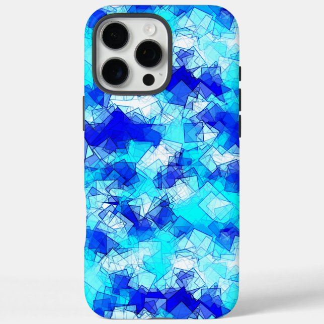 Icy Abstract Blue Overlapping Square Pattern Case-Mate iPhone Case (Back)