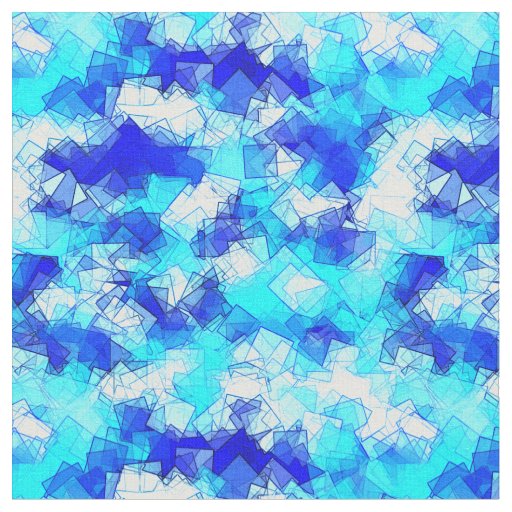 Icy Abstract Blue Overlapping Square Pattern Fabric