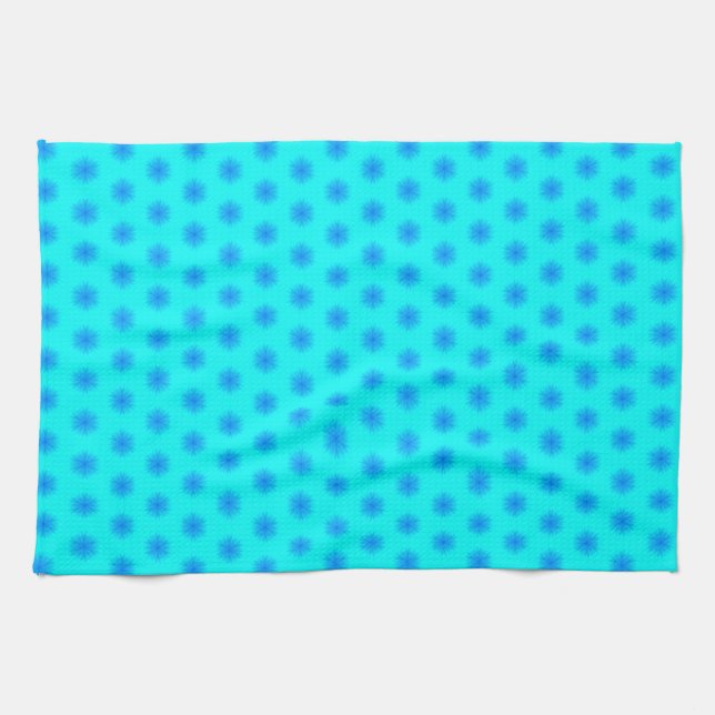 Icy Aqua and Blue Snowflake Pattern Towel (Horizontal)