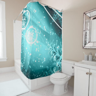 Icy Aqua and Teal Winter Shower Curtain
