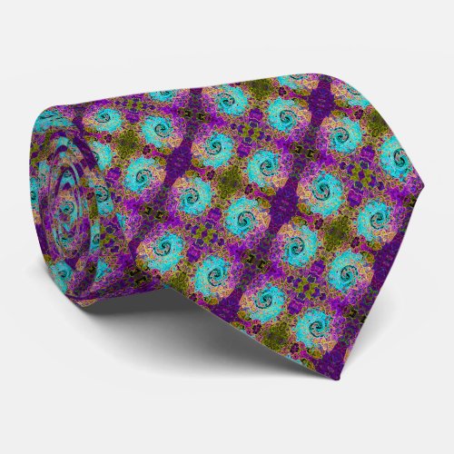 Icy Aqua Blue Groovy Abstract Retro Liquid Swirl Neck Tie
