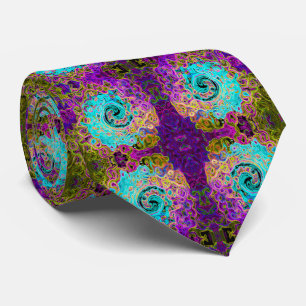Icy Aqua Blue Groovy Abstract Retro Liquid Swirl Neck Tie