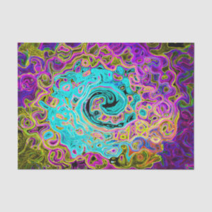 Icy Aqua Blue Groovy Abstract Retro Liquid Swirl Tissue Paper