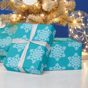 Icy Aqua Teal Frozen Winter Snowflakes Christmas W Wrapping Paper
