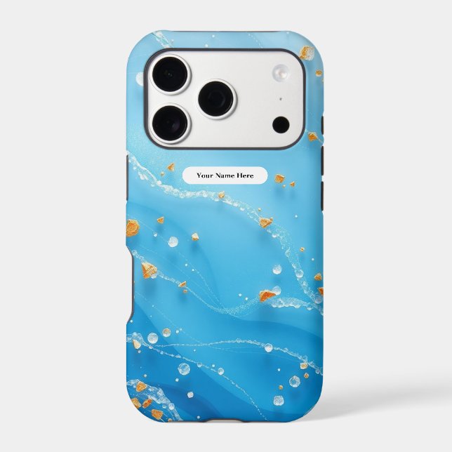 Icy Azure Wave Metallic Swirl Case-Mate iPhone Case (Back)