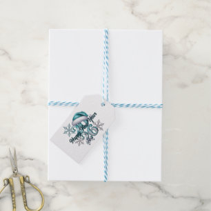 Icy Blue 2026 with Santa Hat and Snowflakes Gift Tags