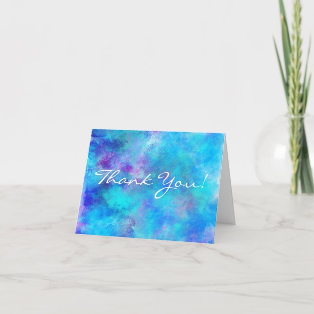 Icy Blue Abstract Design Letterpress Thank You Card (Front)