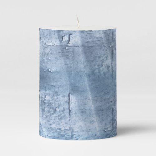 Icy blue abstraction pillar candle