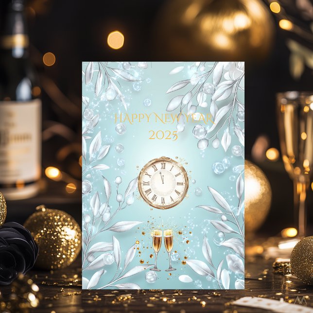 Icy Blue and Silver New Year Eve Countdown Invitation (Creator Uploaded)