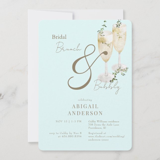 Icy Blue Bridal Brunch & Bubbly Shower  Invitation (Front)