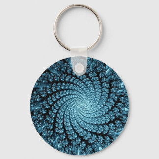 Icy Blue Chasm Fractal Keychain