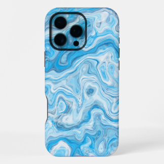 Icy Blue Colorful Abstract Marble Texture Liquid iPhone 16 Pro Max Case