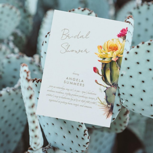Icy Blue Colorful Cactus Bridal Shower Invitation (Creator Uploaded)