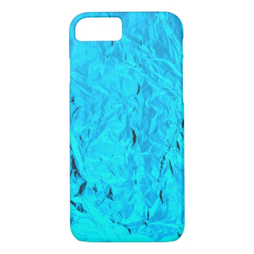 Icy Blue Faux Metal Crumpled Foil Design iPhone 87 Case