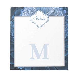 Icy Blue Floral Monogram Notepad