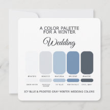 Icy Blue Frosted Gray Winter Wedding Palette Card