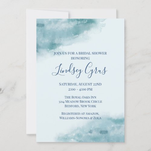 Icy Blue Frosted Watercolor Bridal Shower Invitation