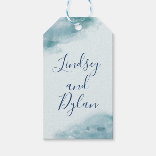 Icy Blue Frosted Watercolor Gift Tag