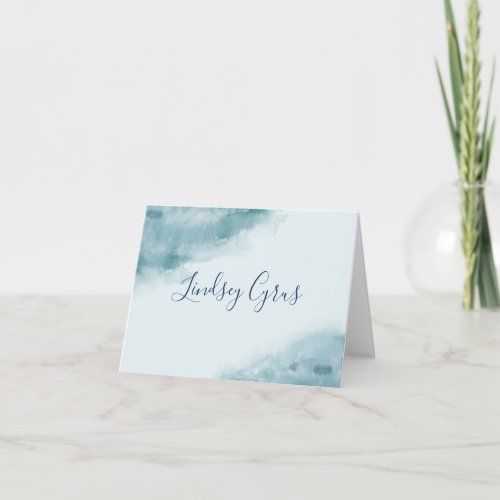 Icy Blue Frosted Watercolor Note Card