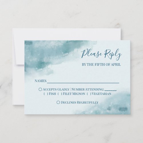 Icy Blue Frosted Watercolor RSVP Card