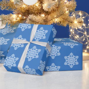 Icy Blue Frozen Dimensional Snowflakes Christmas Wrapping Paper