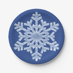 Icy Blue Frozen Snowflake Frosty Winter Christmas Paper Plates