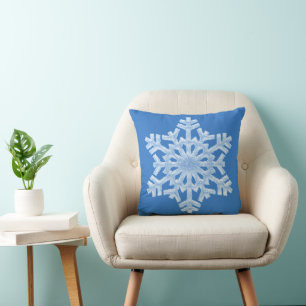 Icy Blue Frozen Snowflake Frosty Winter Christmas Throw Pillow