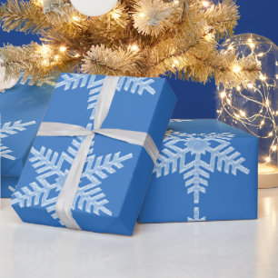 Icy Blue Frozen Winter Frosty Snowflakes Christmas Wrapping Paper