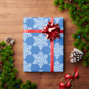 Icy Blue Frozen Winter Frosty Snowflakes Christmas Wrapping Paper