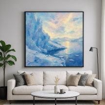 Icy Blue Glacier - Impressionist Painting Style