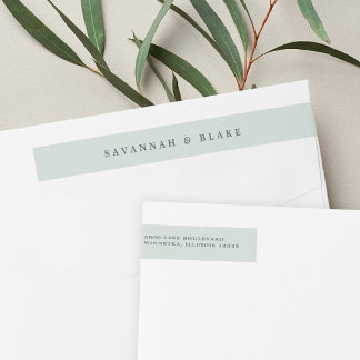 Icy Blue-Green Wedding Return Address Wrap Around Label
