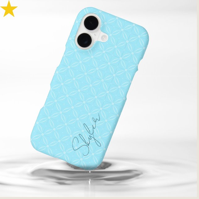Icy Blue Interlocking Circle Tiles Custom Name  iPhone Case (Creator Uploaded)