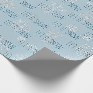 Icy Blue Let It Snow Snowflakes Christmas Holiday Wrapping Paper