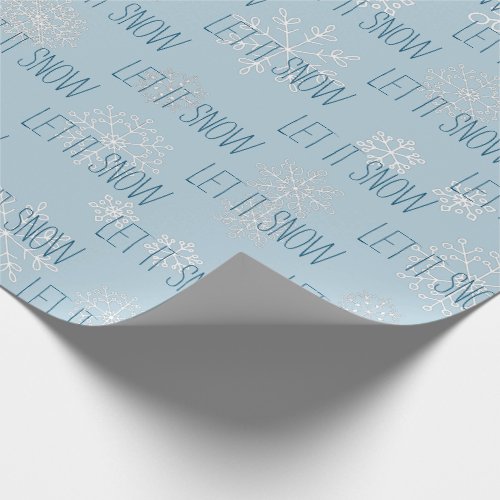 Icy Blue Let It Snow Snowflakes Christmas Holiday  Wrapping Paper