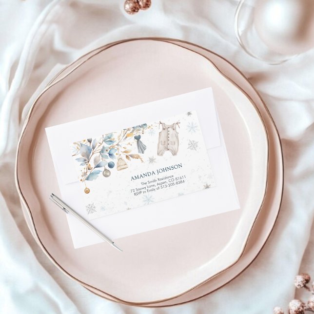 icy blue Little Snowflake Clothesline Envelope Rectangular Sticker (Creator Uploaded)