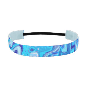 Icy Blue Marble Texture Liquid Metal Abstract Athletic Headband