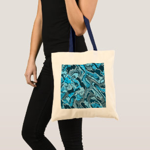Icy Blue Marbled Abstract Tote Bag