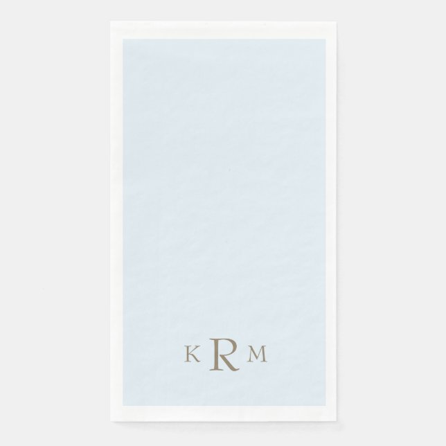Icy Blue Monogram Paper Guest Towels (Front)